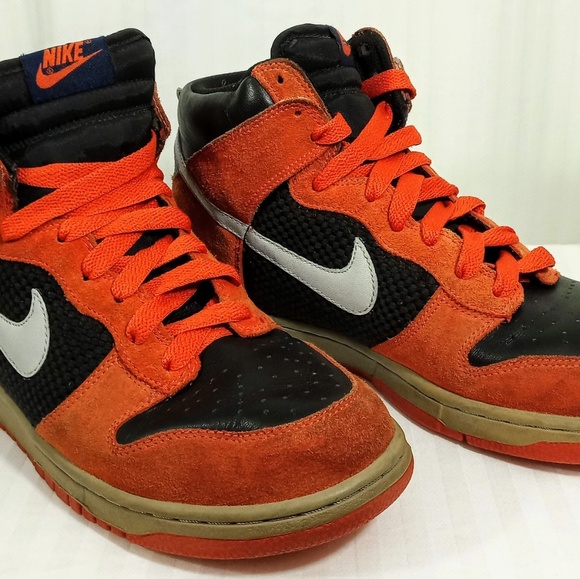 nike dunk high black orange